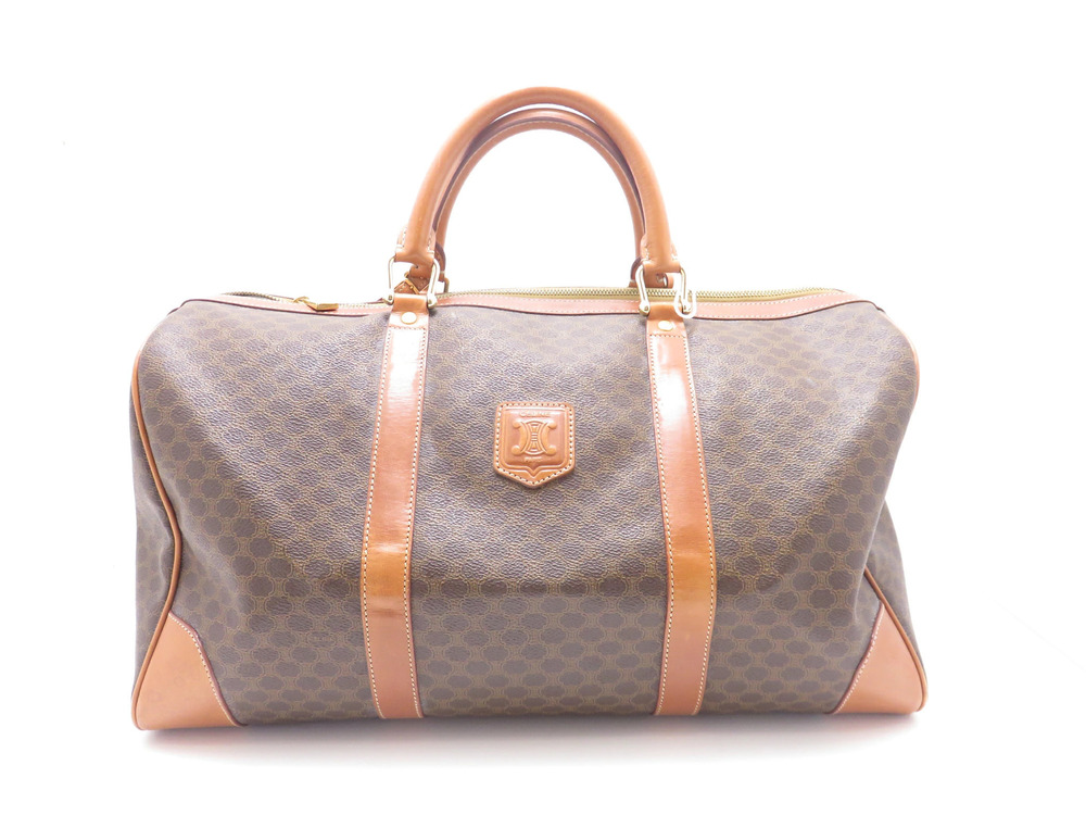 Celine Macadam Boston Bag Brown Leather
